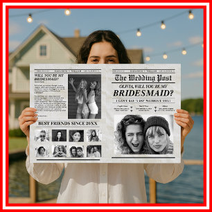 Bridesmaid Proposal Newspaper Retro Maid of Honor Card