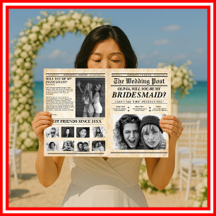 Bridesmaid Proposal Newspaper Rustic Maid of Honor Card