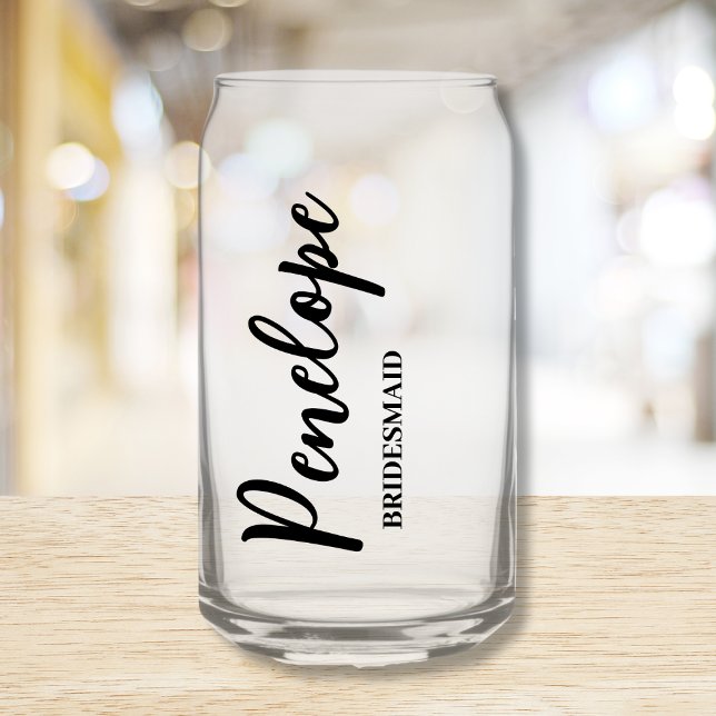 Bridesmaid Proposal Personalised Name And Role Can Glass (bridesmaid gift bridal shower favor personalized wine glass)