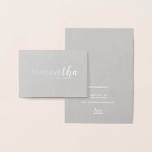 Bridesmaid Proposal Personalised Name Silver Foil Card