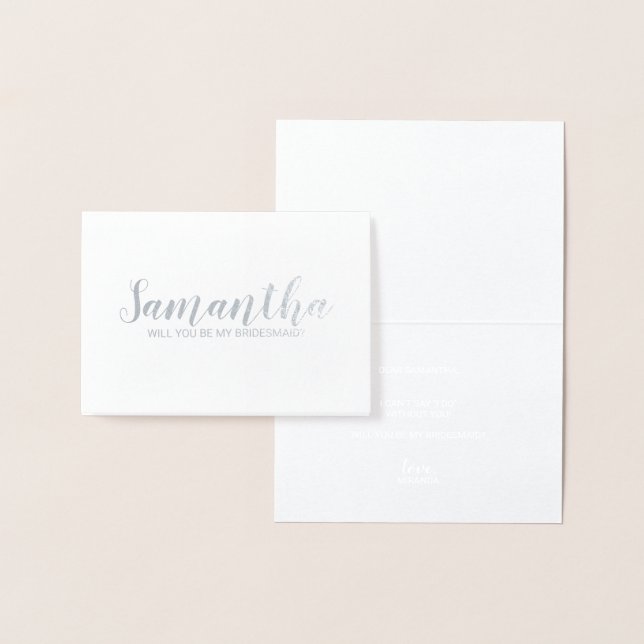 Bridesmaid Proposal | Personalised Name Silver Foil Card (Display)