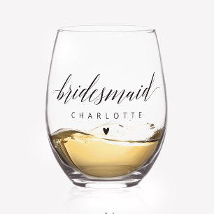 Bridesmaid Proposal Personalised Name Stemless Wine Glass