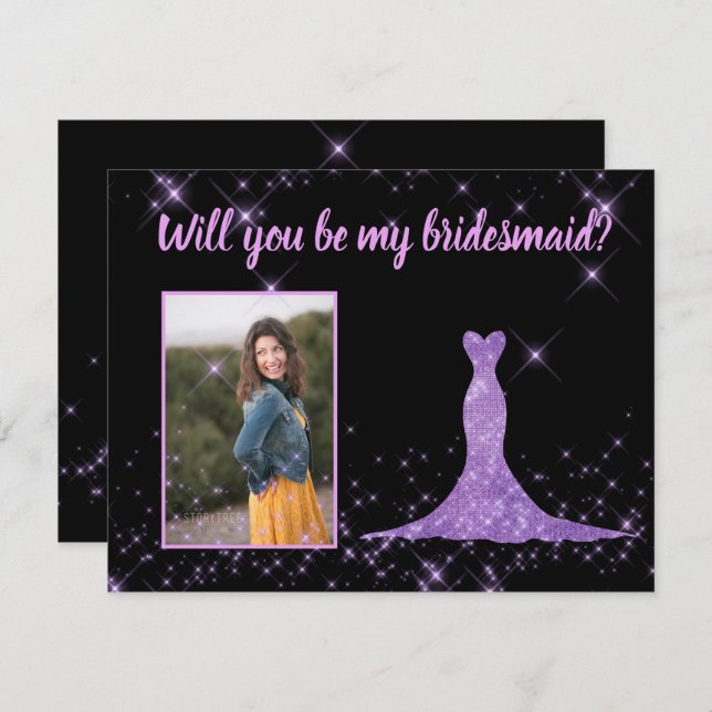 Bridesmaid Proposal Photo with adjustable border Invitation (Front/Back)