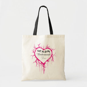 Bridesmaid Proposal Pink Cracked Heart Budget Tote Bag