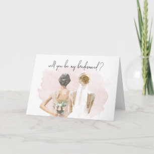 Bridesmaid Proposal Pink Watercolor Note Card