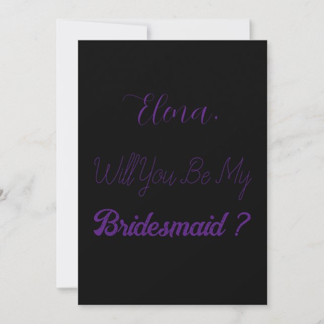 Bridesmaid Proposal Purple Black Elegant Wedding Invitation (Front)