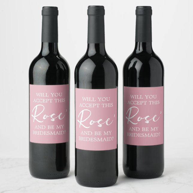 Bridesmaid Proposal Rose' Wine Label (Bottles)