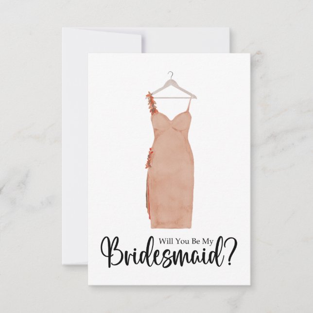 Bridesmaid Proposal Watercolor Dress Invitation (Front)