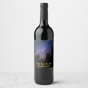 Bridesmaid Proposal Wine Label - Starry Night
