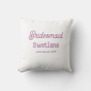 bridesmaid purple pink name date maid of honour ba cushion