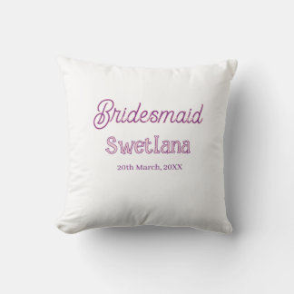 bridesmaid purple pink name date maid of honour ba cushion