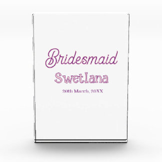 bridesmaid purple pink name date maid of honour ba photo block