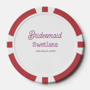 bridesmaid purple pink name date maid of honour ba poker chips