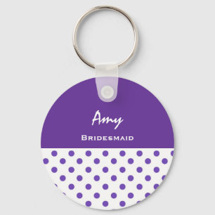 Bridesmaid Purple Polka Dots KC02 Key Ring