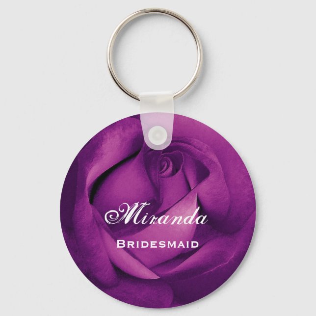 Bridesmaid Purple Rose  E060 Key Ring (Front)