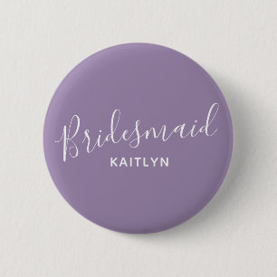 Bridesmaid purple with white text wedding button