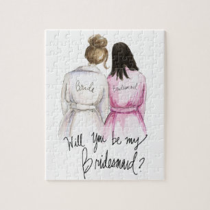 Bridesmaid? Puzzle Br Bun Bride Black Long Bm