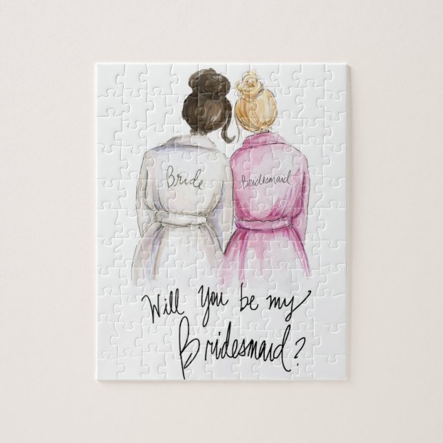 Bridesmaid? Puzzle Dark Br Bun Bride Blonde Bun Bm (Vertical)