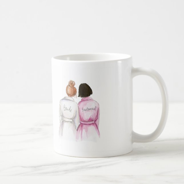 Bridesmaid? Red Bun Bride Dk Br Bob Maid Coffee Mug (Right)