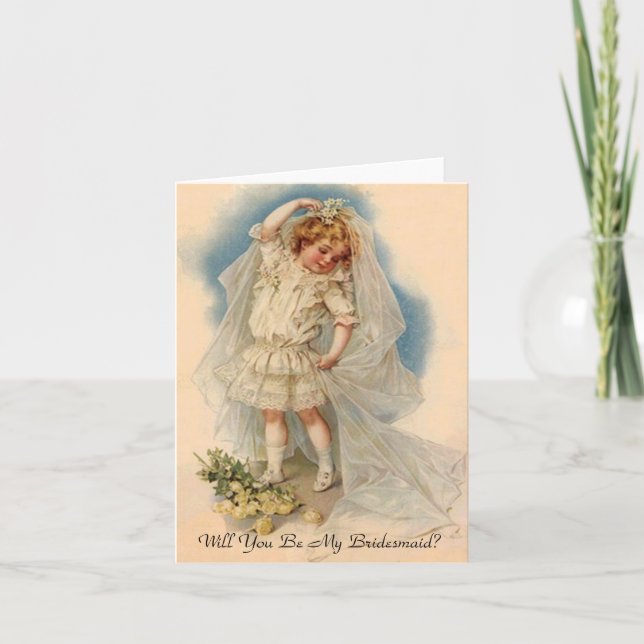 Bridesmaid Request Card Vintage Style Invitation (Front)