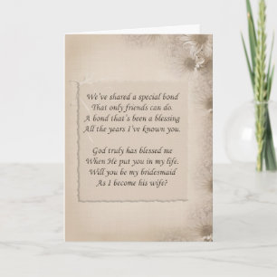 Bridesmaid Request with poem Invitation