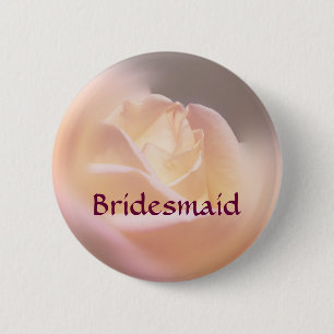 Bridesmaid Rose Flower Wedding Button