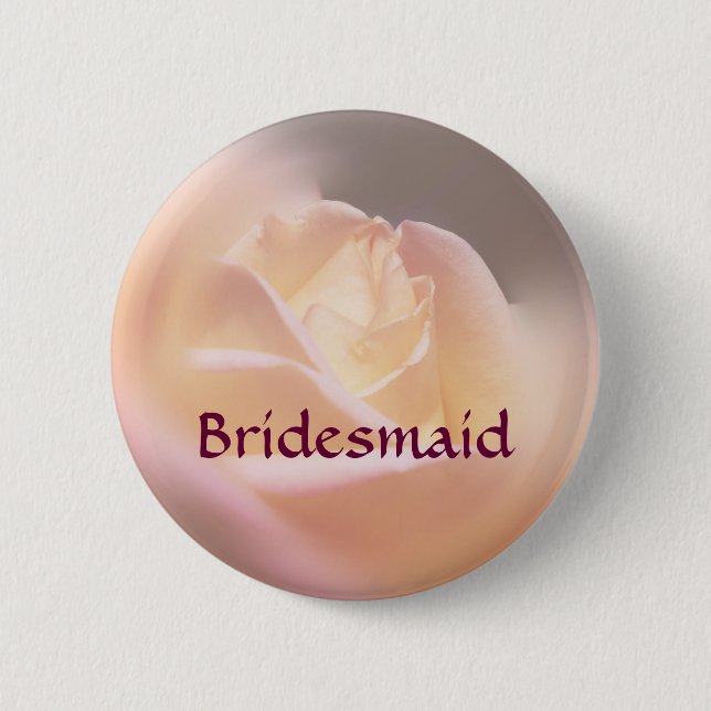 Bridesmaid Rose Flower Wedding Button (Front)