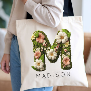 Bridesmaid Rustic Garden Monogram Mother’s Day Tote Bag