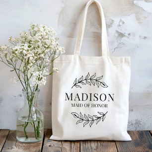 Bridesmaid Rustic Greenery Custom Maid of Honour Tote Bag