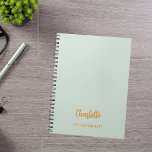 Bridesmaid sage green notebook<br><div class="desc">A sage green background colour.  Personalise and add your bridesmaid's name.  Golden handwritten style script.</div>