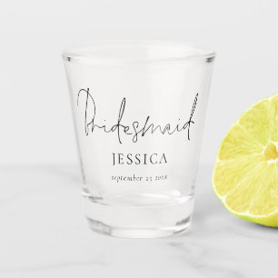 Bridesmaid Script Name Date Shot Glass
