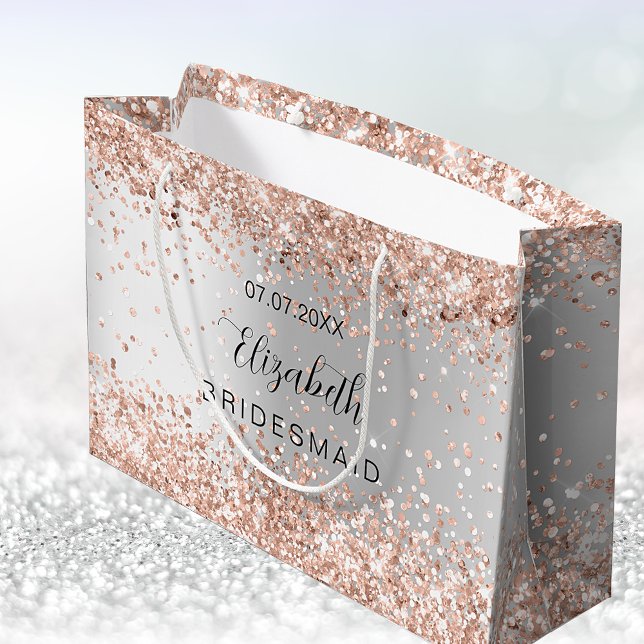 Bridesmaid silver rose gold name large gift bag (Creator Uploaded)