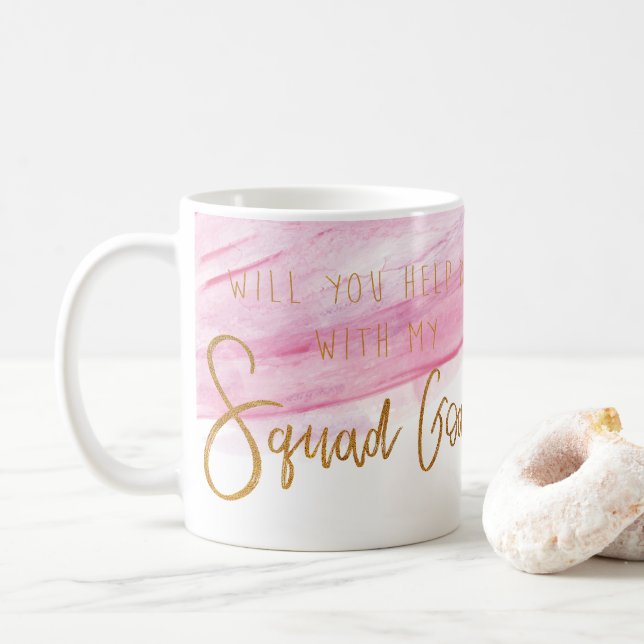 BRIDESMAID SQUAD GOALS - SOFT PINK WATERCOLOR COFFEE MUG (With Donut)