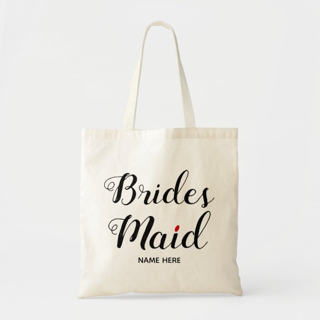 Bridesmaid sript calligraphy wedding tote bag (Front)