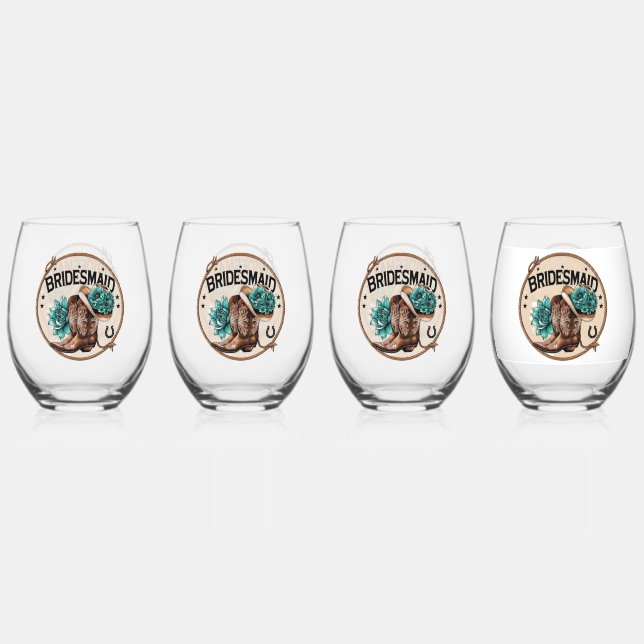 Bridesmaid  stemless wine glass (Front)