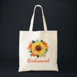 Bridesmaid Sunflower Coral Rose Floral Tote Bag<br><div class="desc">This bridesmaid tote bag features a watercolor sunflower and coral orange roses floral design. You can personalise it with a name. Please visit our store or our collection pages for more products featuring this design that you can customise for your needs.</div>