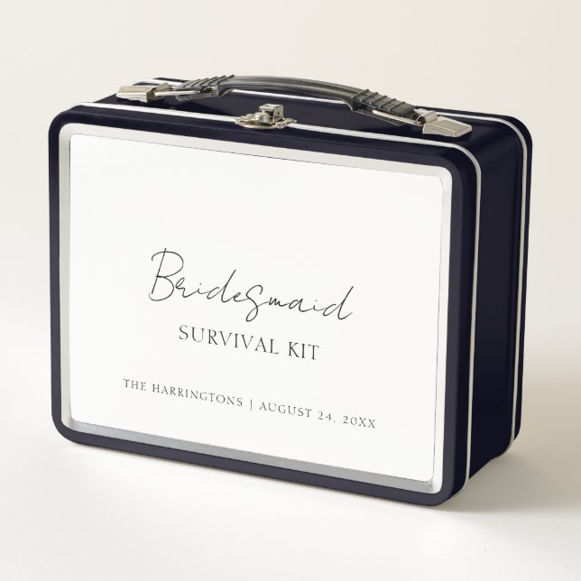 Bridesmaid Survival Kit Black & White Minimal Box (Front)