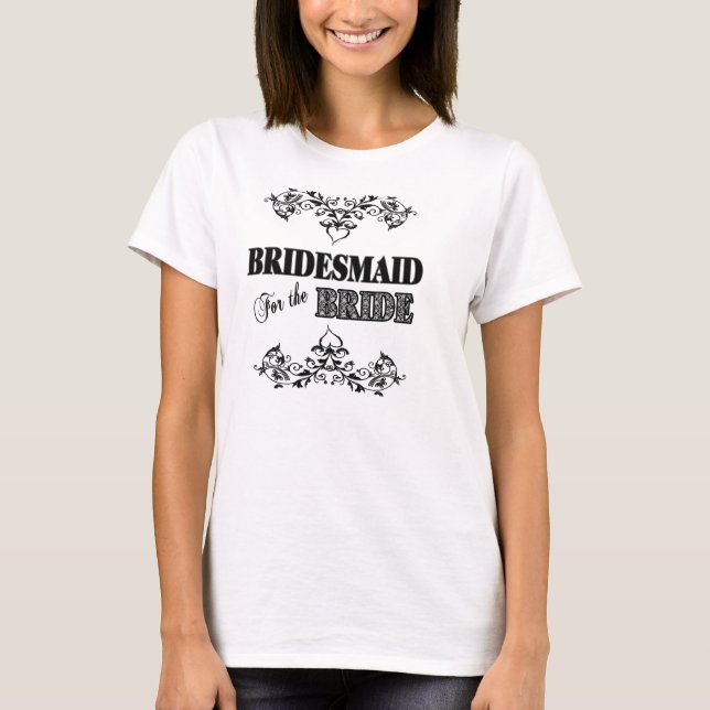 BRIDESMAID T SHIRT - BLACK & WHITE FLORAL (Front)