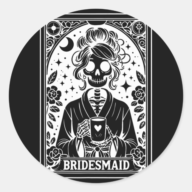 Bridesmaid Tarot Card Bride Coven Gothic Bachelore Classic Round Sticker (Front)
