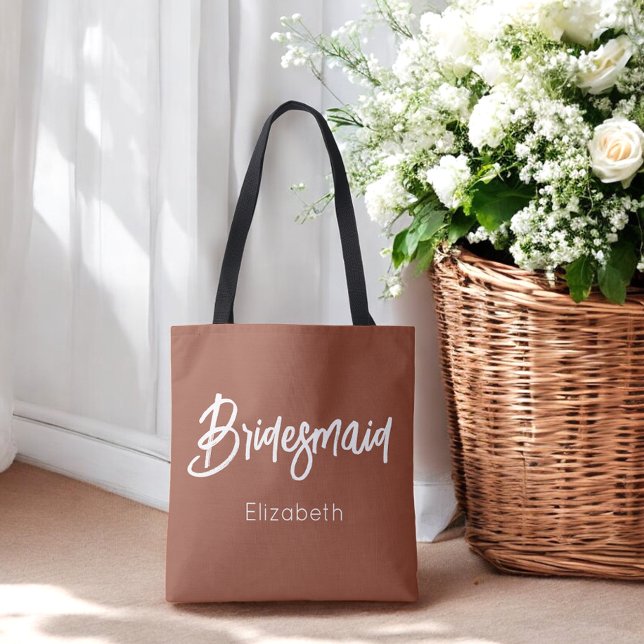 Bridesmaid Terracotta Wedding Brown Tote Bag (Creator Uploaded)