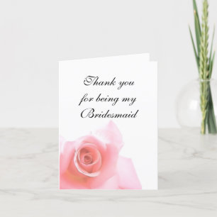 Bridesmaid Thank You Card Pink Rose Wedding Set
