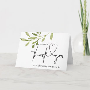 Bridesmaid Thank You Gift Bridal Party Greenery Card