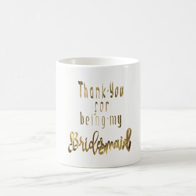 Bridesmaid Thank You Gold Look Typography Coffee Mug (Center)