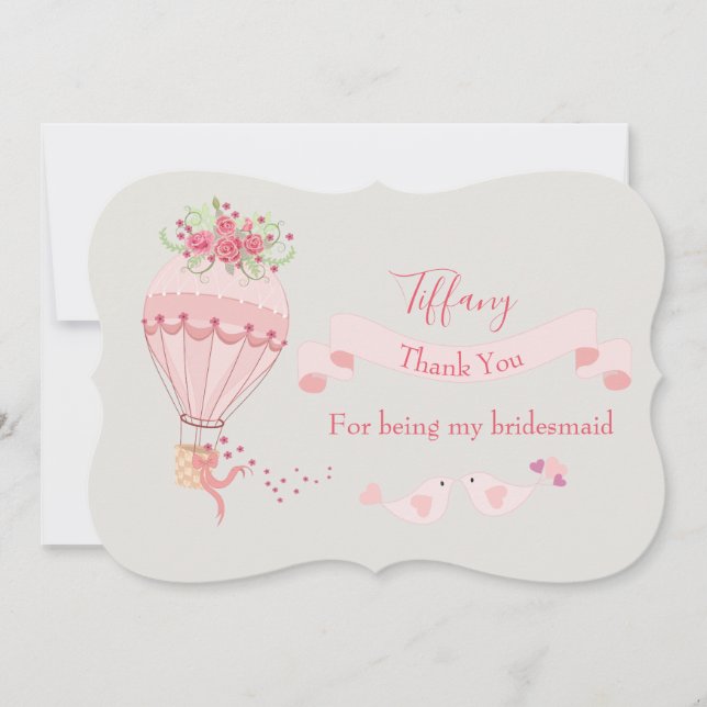 Bridesmaid Thank You Hot Air Balloon Invitation (Front)