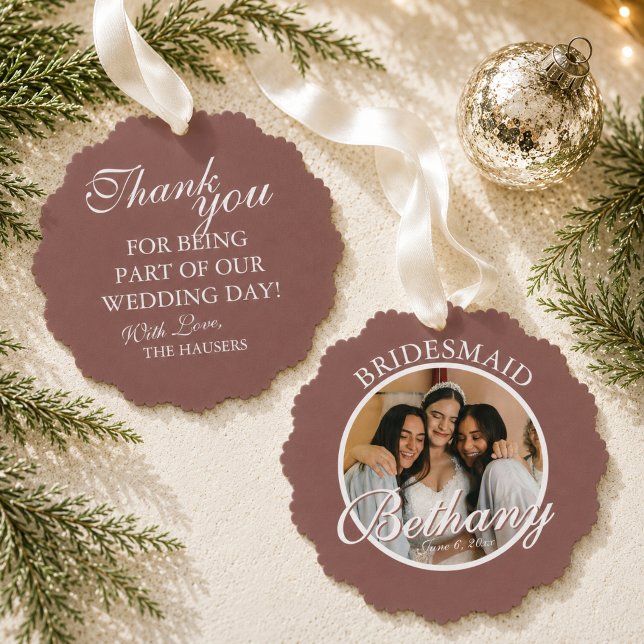 Bridesmaid Thank You Keepsake Wedding Tree Decoration Card (Bridesmaid Thank You Keepsake Wedding Ornament Card)
