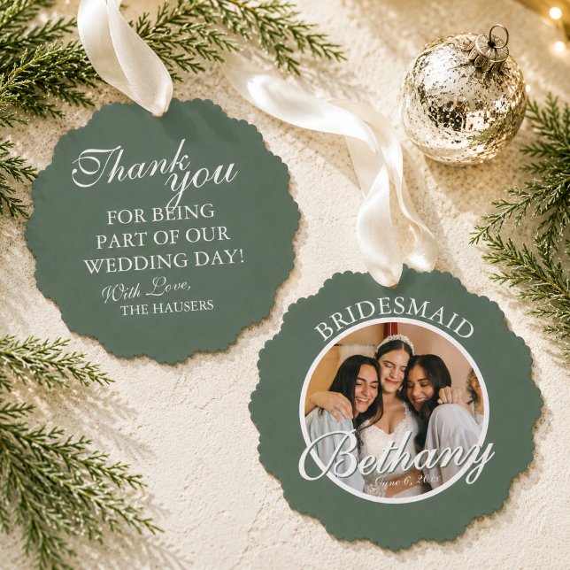 Bridesmaid Thank You Keepsake Wedding Tree Decoration Card (Bridesmaid Thank You Keepsake Wedding Ornament Card)