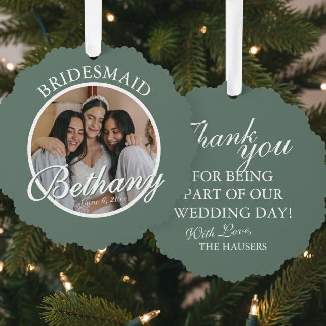 Bridesmaid Thank You Keepsake Wedding Tree Decoration Card (Say thank you to your Bridesmaid with a gift they'll cherish every holiday season! )