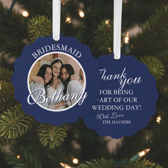 Bridesmaid Thank You Keepsake Wedding Tree Decoration Card (Say thank you to your Bridesmaid with a gift they'll cherish every holiday season! )