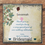 Bridesmaid Thank You Tile Gown with Tree Swirls<br><div class="desc">A Special Personalised Custom Tile Gift to Say Thank You to your Bridesmaids Whimsical Tree and Bridesmaid Gown</div>