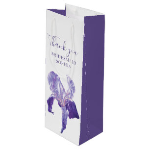 Bridesmaid thank you wedding iris wine gift bag